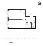 Планировка 1-комнатной квартиры, 44,25 м2