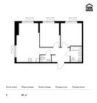 Планировка 2-комнатной квартиры, 60 м2