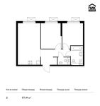 Планировка 2-комнатной квартиры, 57,19 м2