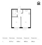 Планировка 1-комнатной квартиры, 37,77 м2