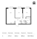 Планировка 2-комнатной квартиры, 57,19 м2
