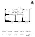 Планировка 3-комнатной квартиры, 78,34 м2