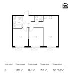 Планировка 2-комнатной квартиры, 54,74 м2