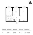Планировка 2-комнатной квартиры, 54,54 м2