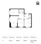 Планировка 3-комнатной квартиры, 75,7 м2