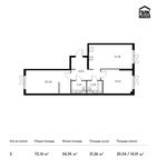 Планировка 2-комнатной квартиры, 72,14 м2
