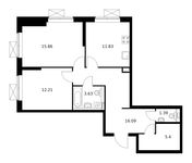 Планировка 2-комнатной квартиры, 66,41 м2