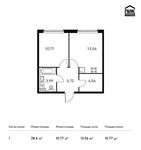 Планировка 1-комнатной квартиры, 38,6 м2