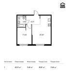 Планировка 1-комнатной квартиры, 42,31 м2