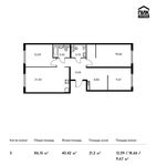 Планировка 3-комнатной квартиры, 86,15 м2