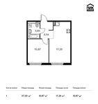 Планировка 1-комнатной квартиры, 37,03 м2