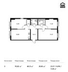 Планировка 3-комнатной квартиры, 93,82 м2