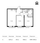 Планировка 2-комнатной квартиры, 54,75 м2