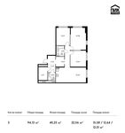 Планировка 3-комнатной квартиры, 94,13 м2