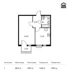 Планировка 1-комнатной квартиры, 40,51 м2