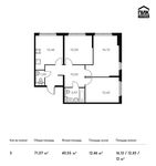 Планировка 3-комнатной квартиры, 71,07 м2