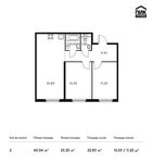 Планировка 2-комнатной квартиры, 60,04 м2