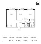 Планировка 2-комнатной квартиры, 60,12 м2