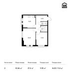 Планировка 2-комнатной квартиры, 53,46 м2