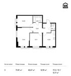 Планировка 3-комнатной квартиры, 73,81 м2