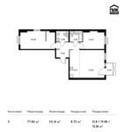 Планировка 3-комнатной квартиры, 77,86 м2
