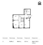 Планировка 3-комнатной квартиры, 94,98 м2