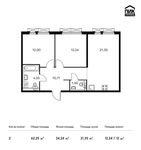 Планировка 2-комнатной квартиры, 62,25 м2