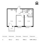 Планировка 2-комнатной квартиры, 55,5 м2