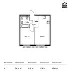 Планировка 1-комнатной квартиры, 36,19 м2