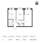 Планировка 2-комнатной квартиры, 51,27 м2