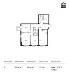 Планировка 3-комнатной квартиры, 95,62 м2