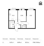 Планировка 2-комнатной квартиры, 51,27 м2