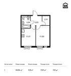 Планировка 1-комнатной квартиры, 34,06 м2