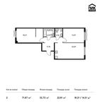 Планировка 2-комнатной квартиры, 71,87 м2