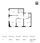 Планировка 3-комнатной квартиры, 71,36 м2