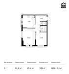 Планировка 2-комнатной квартиры, 53,48 м2
