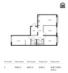 Планировка 3-комнатной квартиры, 92,23 м2