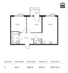 Планировка 2-комнатной квартиры, 63 м2