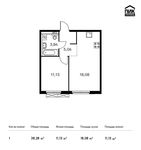 Планировка 1-комнатной квартиры, 38,28 м2