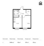 Планировка 1-комнатной квартиры, 34,06 м2