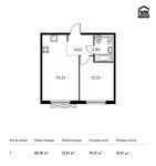 Планировка 1-комнатной квартиры, 40,18 м2