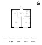 Планировка 1-комнатной квартиры, 37,74 м2