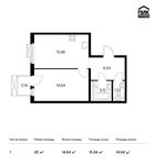 Планировка 1-комнатной квартиры, 42 м2