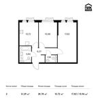 Планировка 2-комнатной квартиры, 51,29 м2