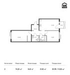 Планировка 2-комнатной квартиры, 74,25 м2