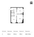 Планировка 2-комнатной квартиры, 53,46 м2