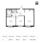Планировка 2-комнатной квартиры, 60,37 м2