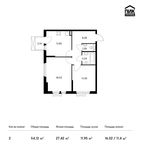 Планировка 2-комнатной квартиры, 54,12 м2