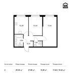 Планировка 2-комнатной квартиры, 49,58 м2