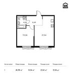 Планировка 1-комнатной квартиры, 45,98 м2
